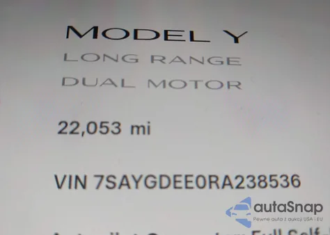 2024 Tesla Model Y Long Range Dual Motor All-Wheel Drive from USA, damaged, VIN 7SAYGDEE0RA238536